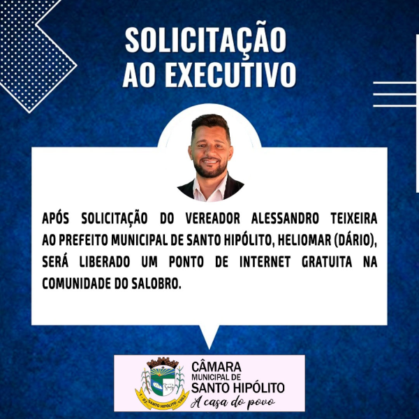 VEREADOR ALESSANDRO SOLICITA INTERNET GRATUITA NA COMUNIDADE DO SALOBRO 