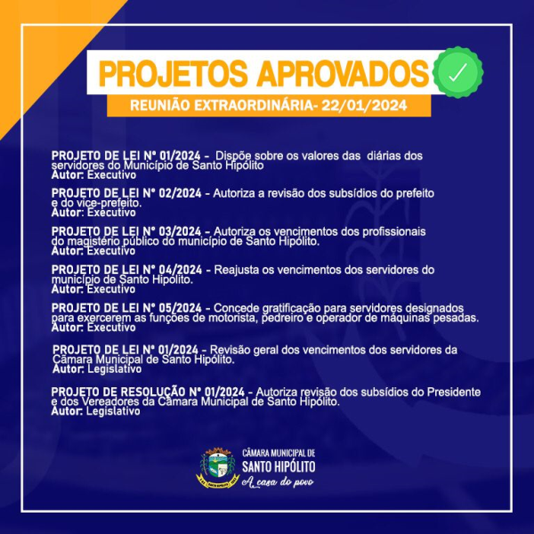 PROJETOS APROVADOS!